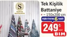 SARAR TEK KİŞİLİK BATTANİYE SARAR TEK KİŞİLİK BATTANİYE